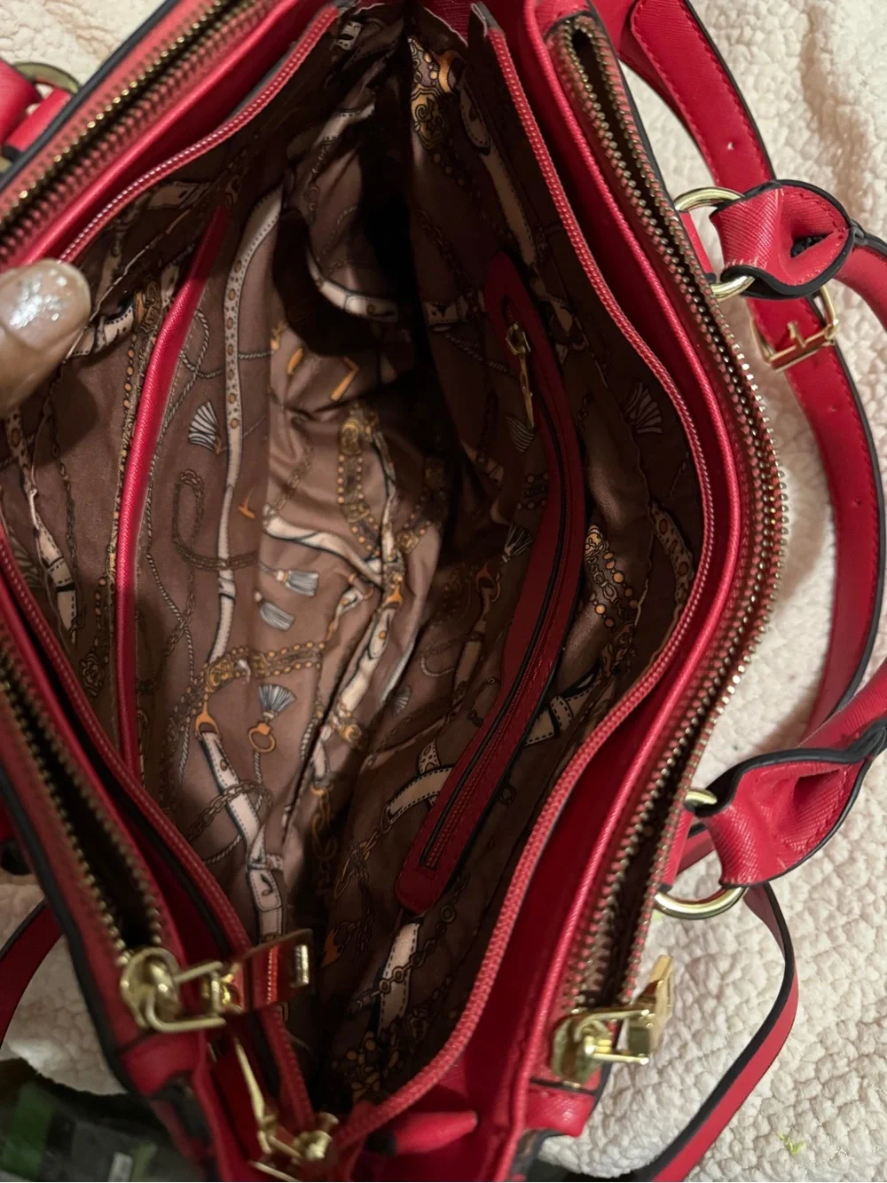 Vintage Red Satchel with Gold Hardware